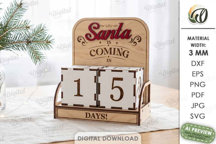Christmas Countdown Calendar Laser Cut. Advent Calendar SVG