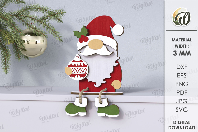 Wooden Christmas Gnome Laser Cut . Christmas Decor SVG