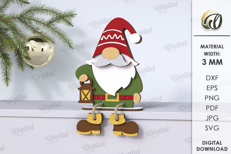 Wooden Christmas Gnome Laser Cut . Christmas Decor SVG