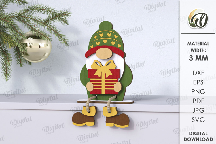 Wooden Christmas Gnome Laser Cut . Christmas Decor SVG
