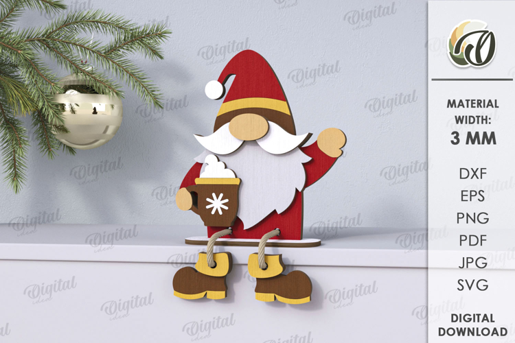 Wooden Christmas Gnome Laser Cut . Christmas Decor SVG