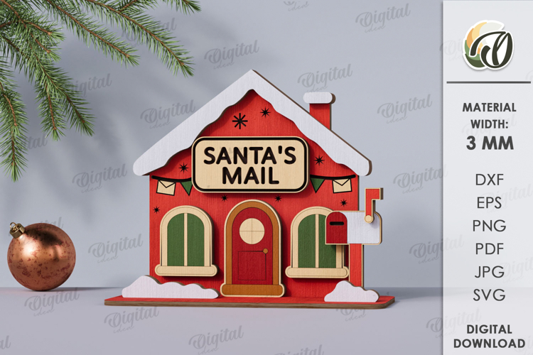 Wooden Christmas House Laser Cut. Christmas Stand Decor SVG