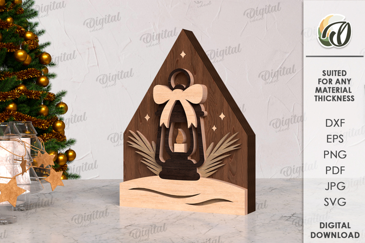 Christmas House Laser Cut. Wooden Christmas Decor SVG