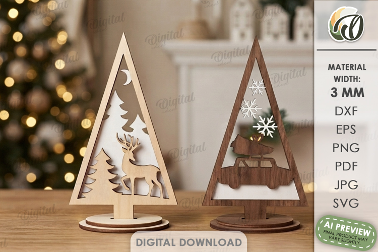 Christmas Tree Shelf Sitter Laser Cut. Standing Decor SVG