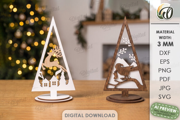 Christmas Tree Shelf Sitter Laser Cut. Standing Decor SVG example image 1