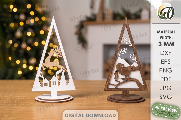 Christmas Tree Shelf Sitter Laser Cut. Standing Decor SVG