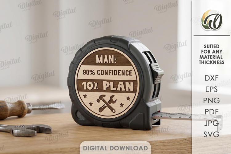 Circle For Tools Laser Cut. Measuring Tape Decor SVG example image 1