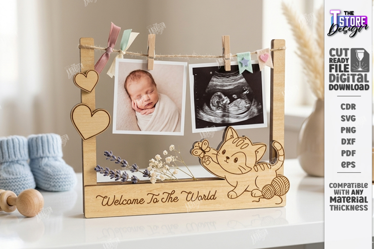 Clothespin Baby Photo Frame Laser Cut | New Born Laser | CNC