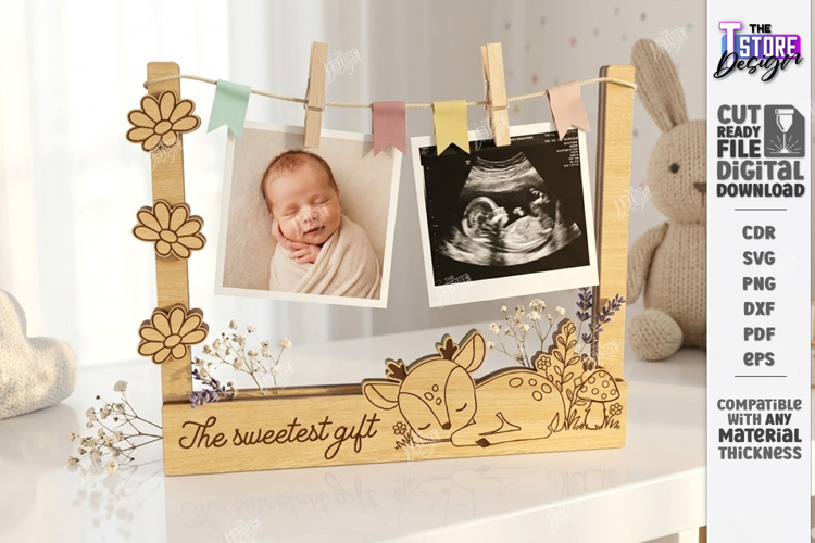 Clothespin Baby Photo Frame Laser Cut | New Born Laser | CNC