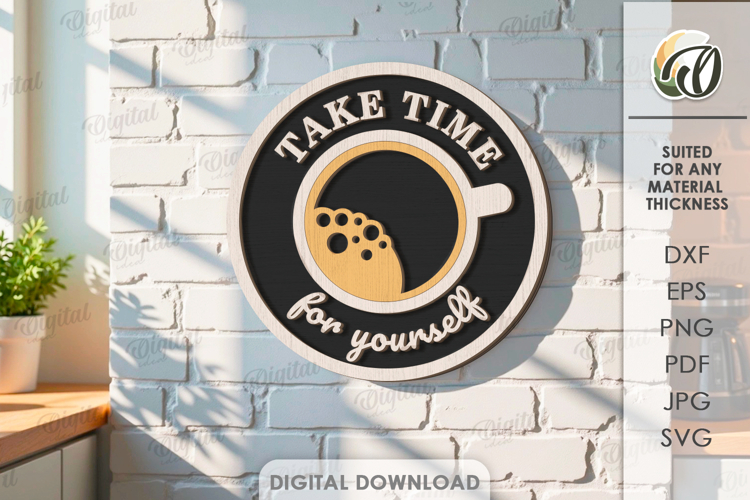 3D Coffee Sign Laser Cut. Kitchen Wall Decor SVG