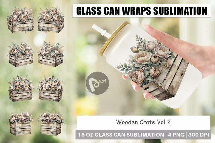 Glass Can Wooden Crate