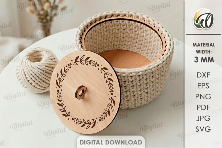 Crochet Basket Base Laser Cut. Crochet Basket Lid Base SVG