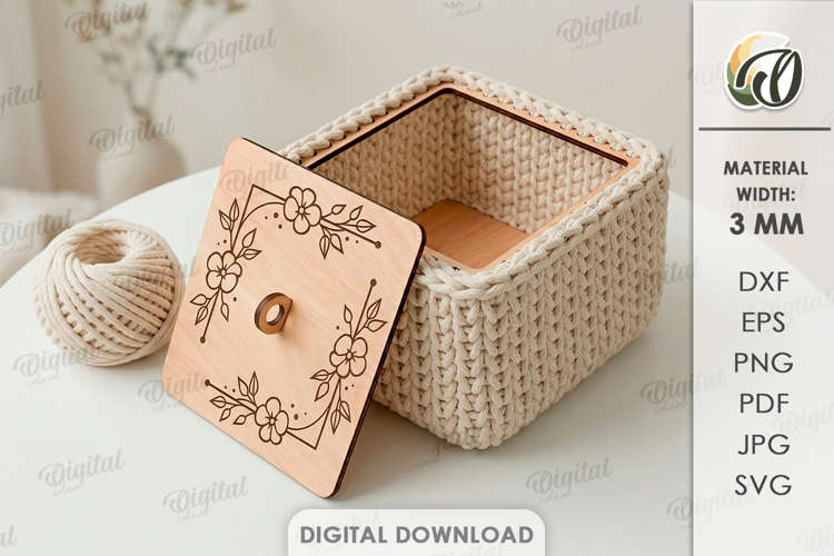 Crochet Basket Base Laser Cut. Crochet Basket Lid Base SVG