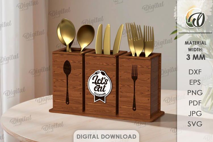 3D Cutlery Organizer Laser Cut. Kitchen Organizer SVG