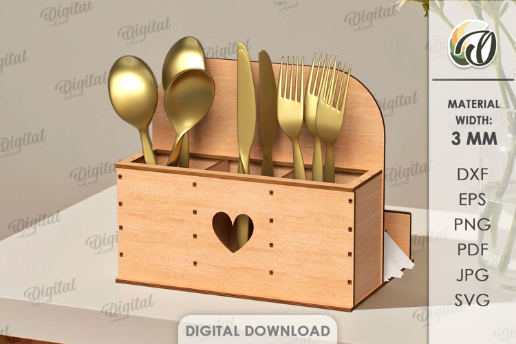 3D Cutlery Organizer Laser Cut. Kitchen Organizer SVG