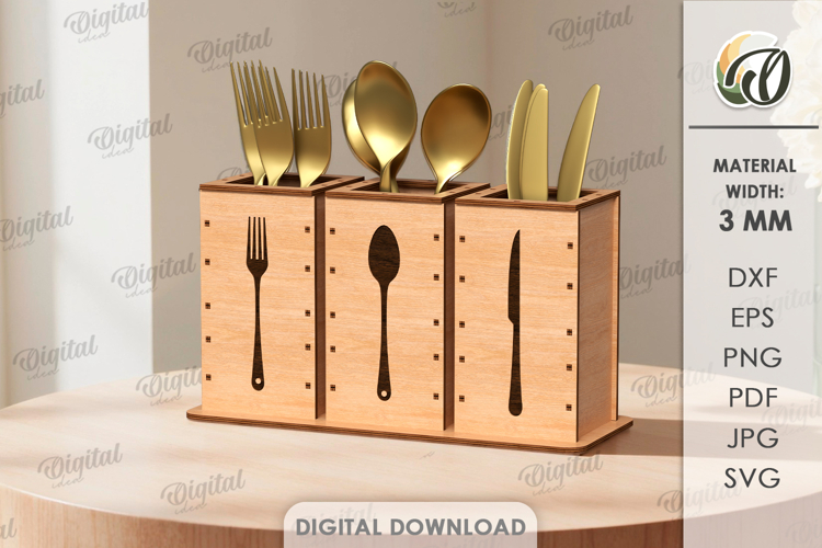 3D Cutlery Organizer Laser Cut. Kitchen Organizer SVG