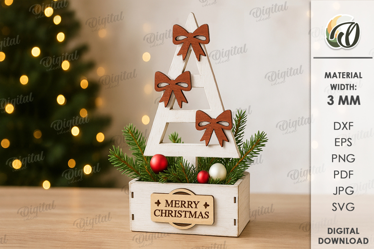 Christmas Decorative Box Laser Cut. Wooden Christmas Box SVG