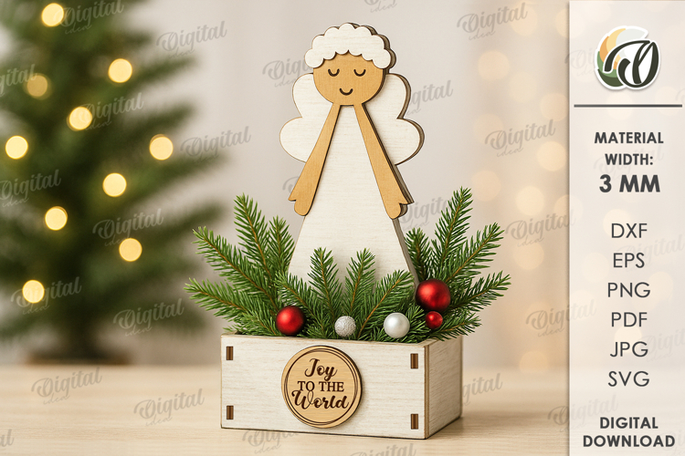 Christmas Decorative Box Laser Cut. Wooden Christmas Box SVG