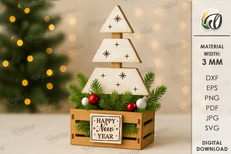 Christmas Decorative Box Laser Cut. Wooden Christmas Box SVG