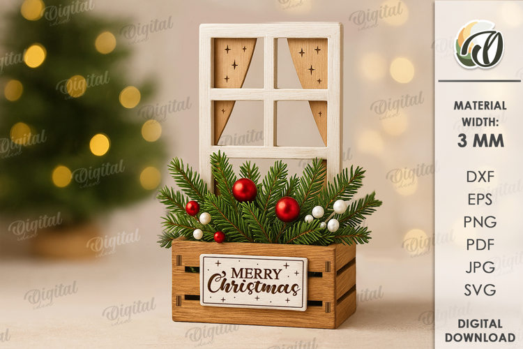 Christmas Decorative Box Laser Cut. Wooden Christmas Box SVG