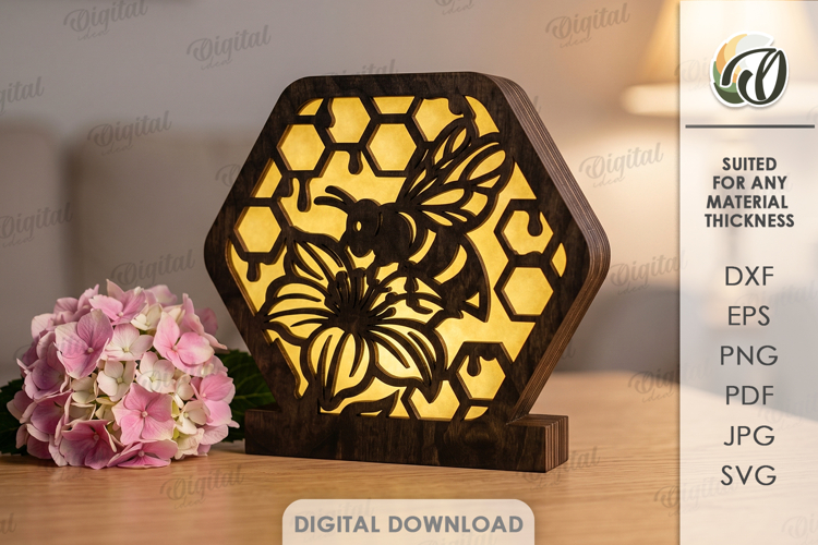 Decorative Lamp Laser Cut. Led Light Lamp. Lightbox SVG