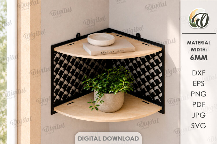 Decorative Wall Shelf Laser Cut. Display Shelf SVG example image 1