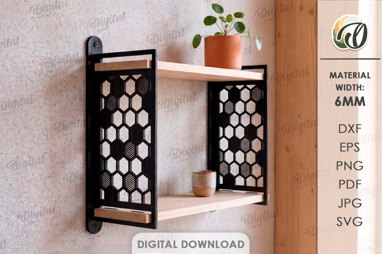 Decorative Wall Shelf Laser Cut. Display Shelf SVG