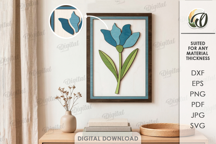 3D Decorative Wall Laser Cut. Wall Decor. Flower SVG