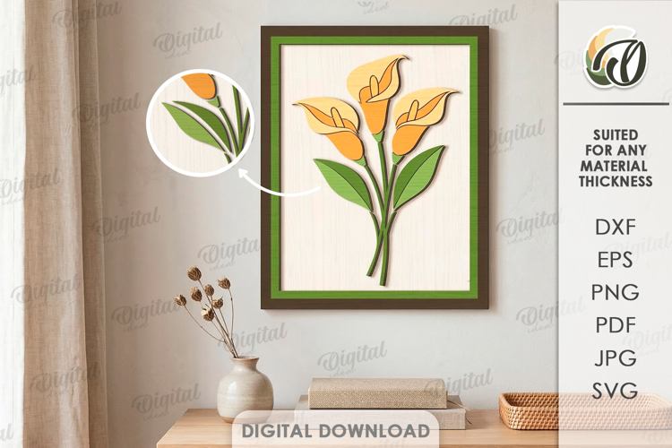 3D Decorative Wall Laser Cut. Wall Decor. Flowers SVG