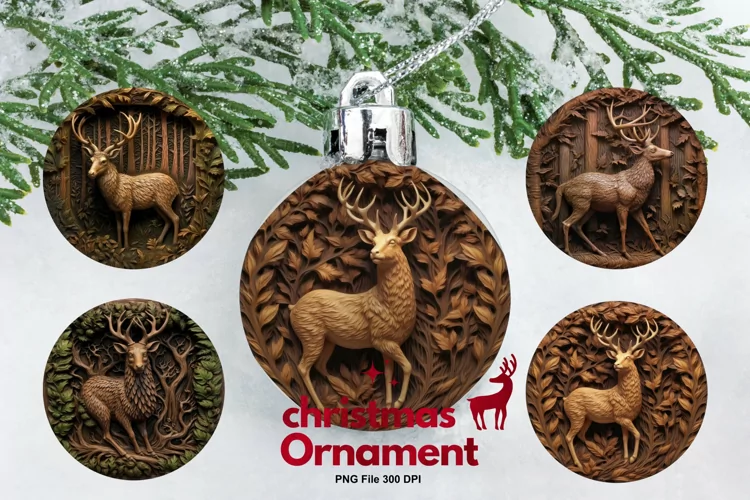 Christmas Wooden Deer Ornament Circle Deer Forest Decorate