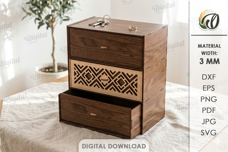 3D Boho Organizer Laser Cut. Jewelry Box SVG. Storage box