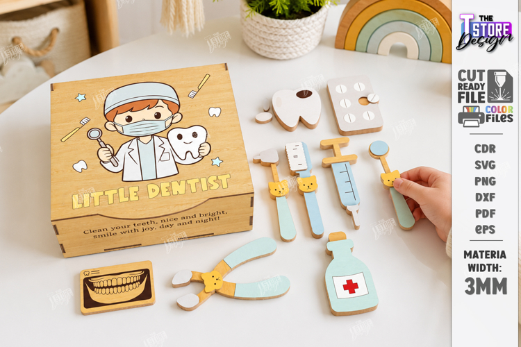 Wooden Doctor Kit Box Laser Cut | Little Doctor Dentist SVG
