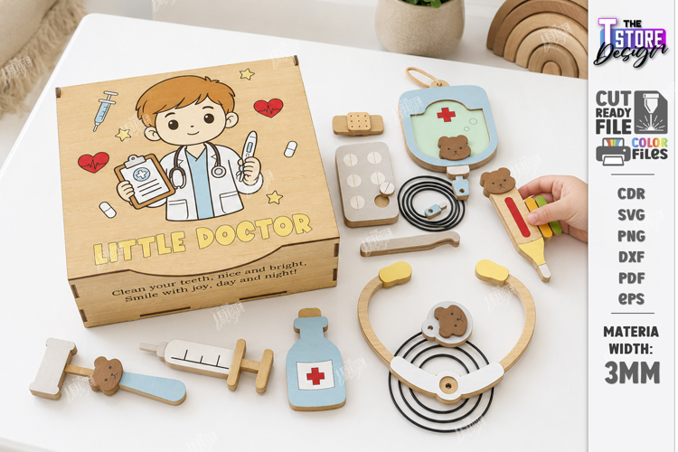 Wooden Doctor Kit Box Laser Cut | Little Doctor | Kids Laser