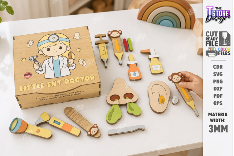 Wooden Doctor Kit Box Laser Cut | Little Ent Dentist | CNC