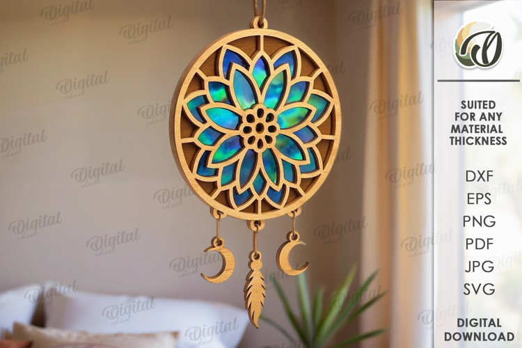 Wooden Dream Catcher Laser Cut. Layered Dream Catcher SVG