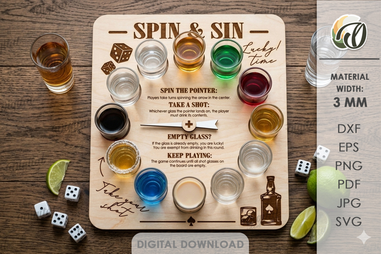 Drinking Game Laser Cut. Adult Party Board Game SVG