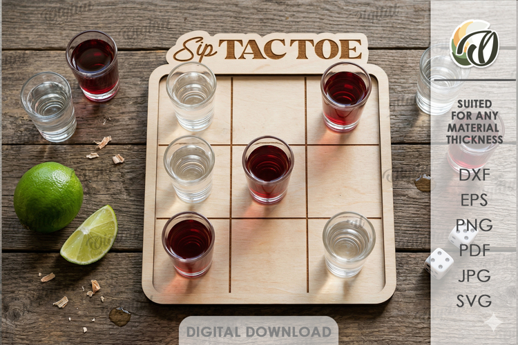 3D Drinking Game Laser Cut. Sip Tac Toe Drinking Game SVG