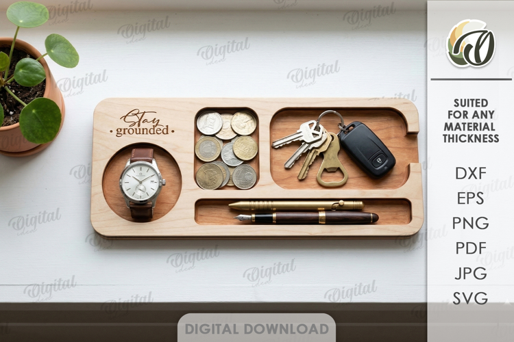 3D Dump Tray Laser Cut. Storage Organizer.Catchall Tray SVG
