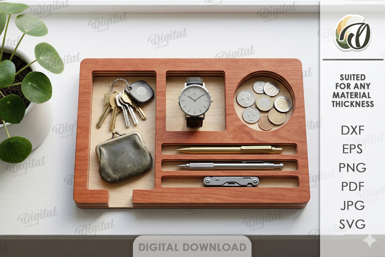 3D Dump Tray Laser Cut. Storage Organizer.Catchall Tray SVG example image 1