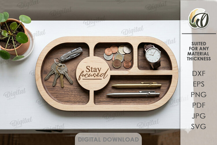 3D Dump Tray Laser Cut. Storage Organizer.Catchall Tray SVG example image 1