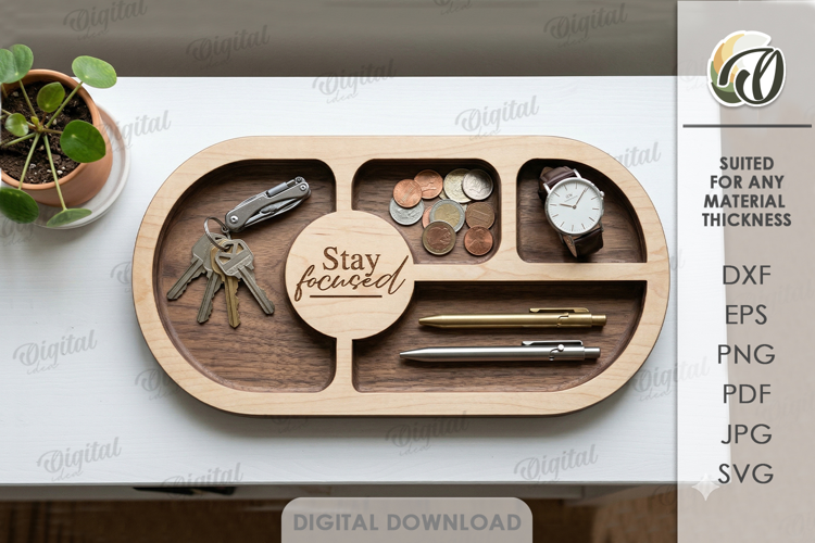 3D Dump Tray Laser Cut. Storage Organizer.Catchall Tray SVG