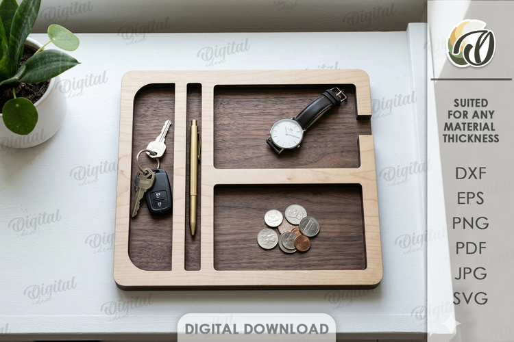 3D Dump Tray Laser Cut. Storage Organizer.Catchall Tray SVG
