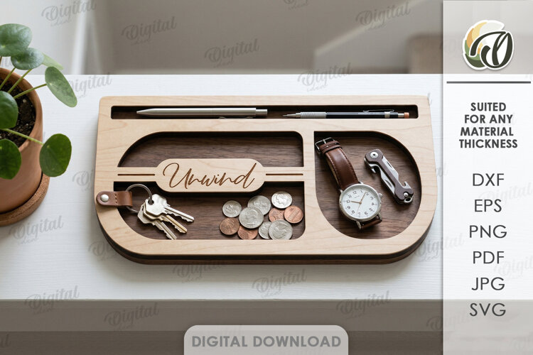 3D Dump Tray Laser Cut. Storage Organizer.Catchall Tray SVG example image 1