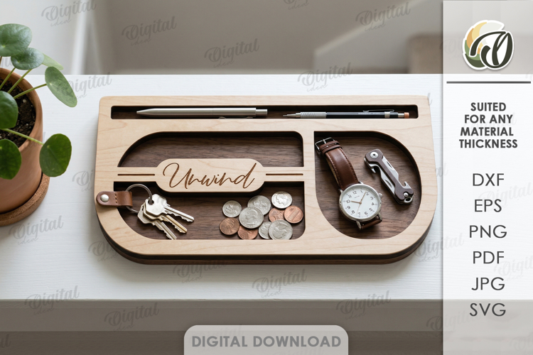 3D Dump Tray Laser Cut. Storage Organizer.Catchall Tray SVG