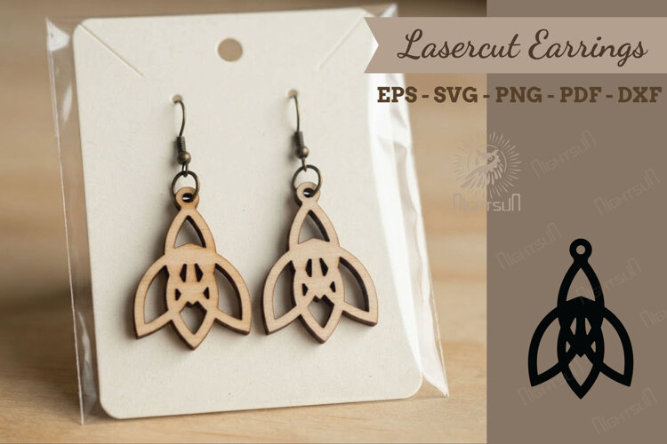 Wooden Earrings Laser Cutting Design 4 example image 1