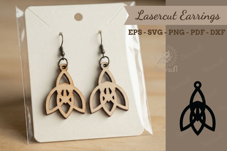 Wooden Earrings Laser Cutting Design 4