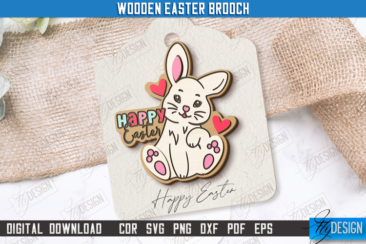 Wooden Easter Brooch | Accessories | Gift Idea |Easter Bunny