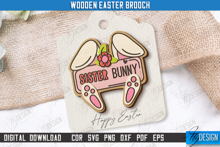 Wooden Easter Brooch | Accessories | Gift Idea |Easter Bunny