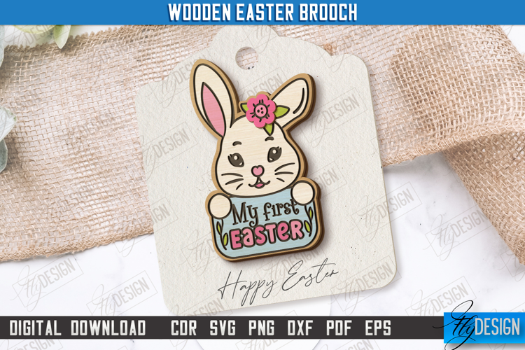 Wooden Easter Brooch | Accessories | Gift Idea |Easter Bunny