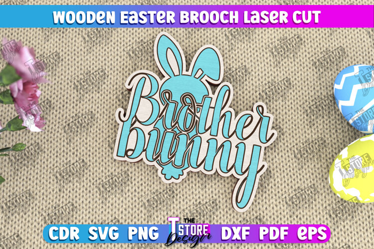 Wooden Easter Brooch | Accessories | Gift Idea |Easter Bunny example image 1
